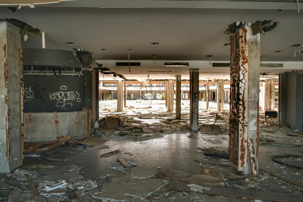 Derelict building abandoned after an earthquake