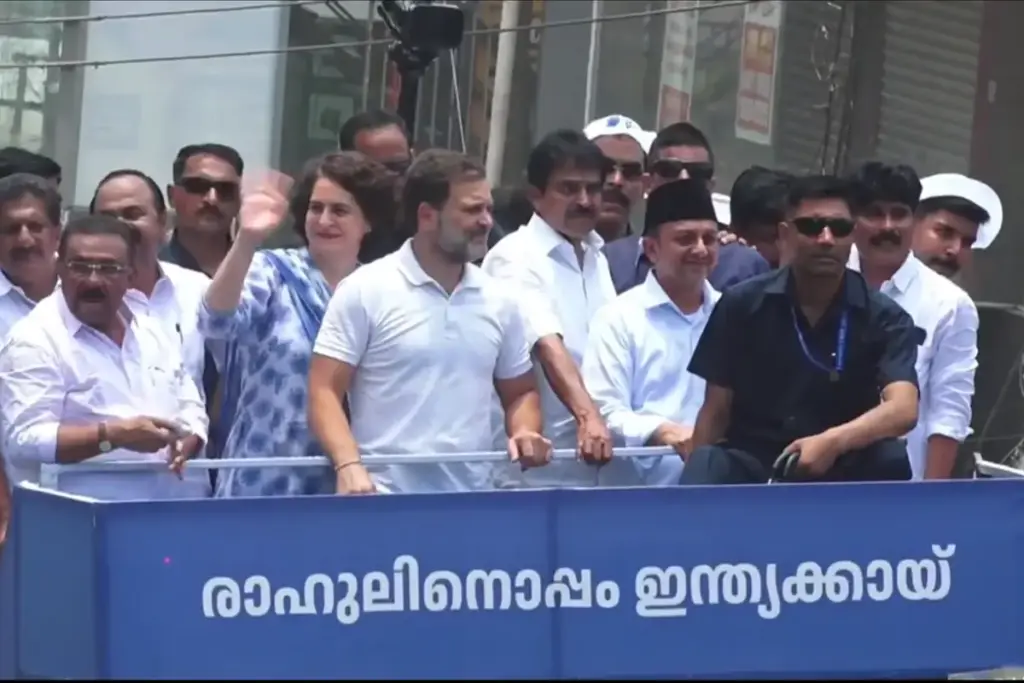 Rahul Gandhi roadshow enroute to filing his nomination from Wayanad