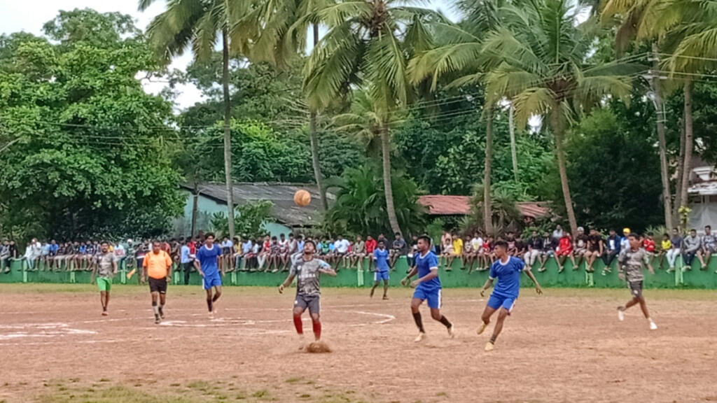 Harrison XI vs Pedda Boys in the final of the Assolna Velim, Cuncolim Chinchinim (AVCC) Open Invitational 9-A-Side Football Tournament