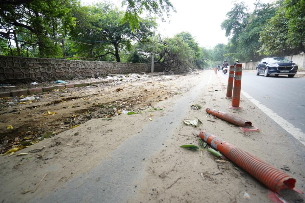 Damaged road in Delhi. 