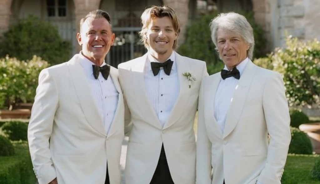Jake Bongiovi with his father Jon Bon Jovi. 