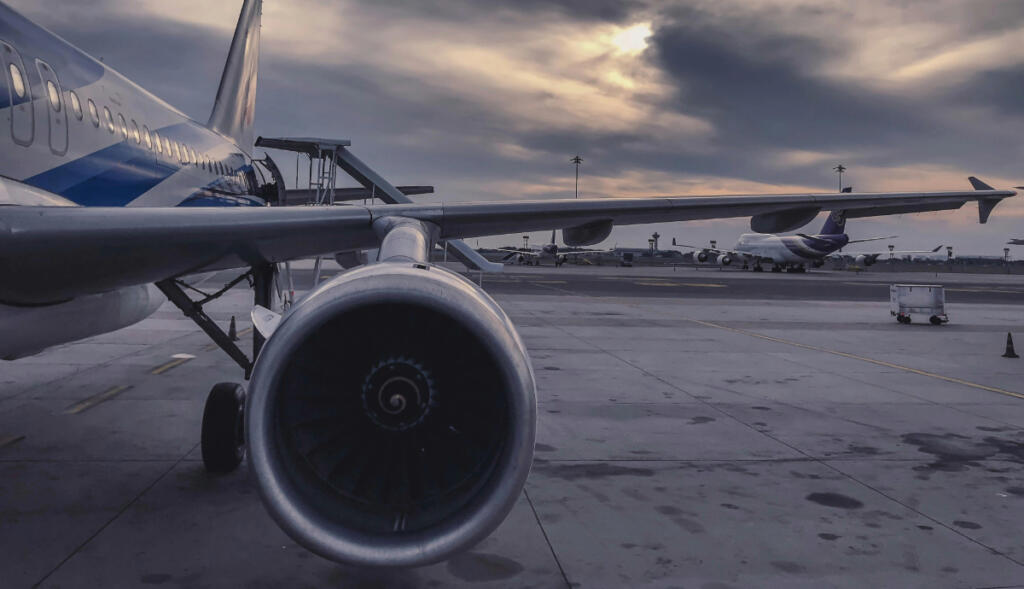 frontal shot of plane engine