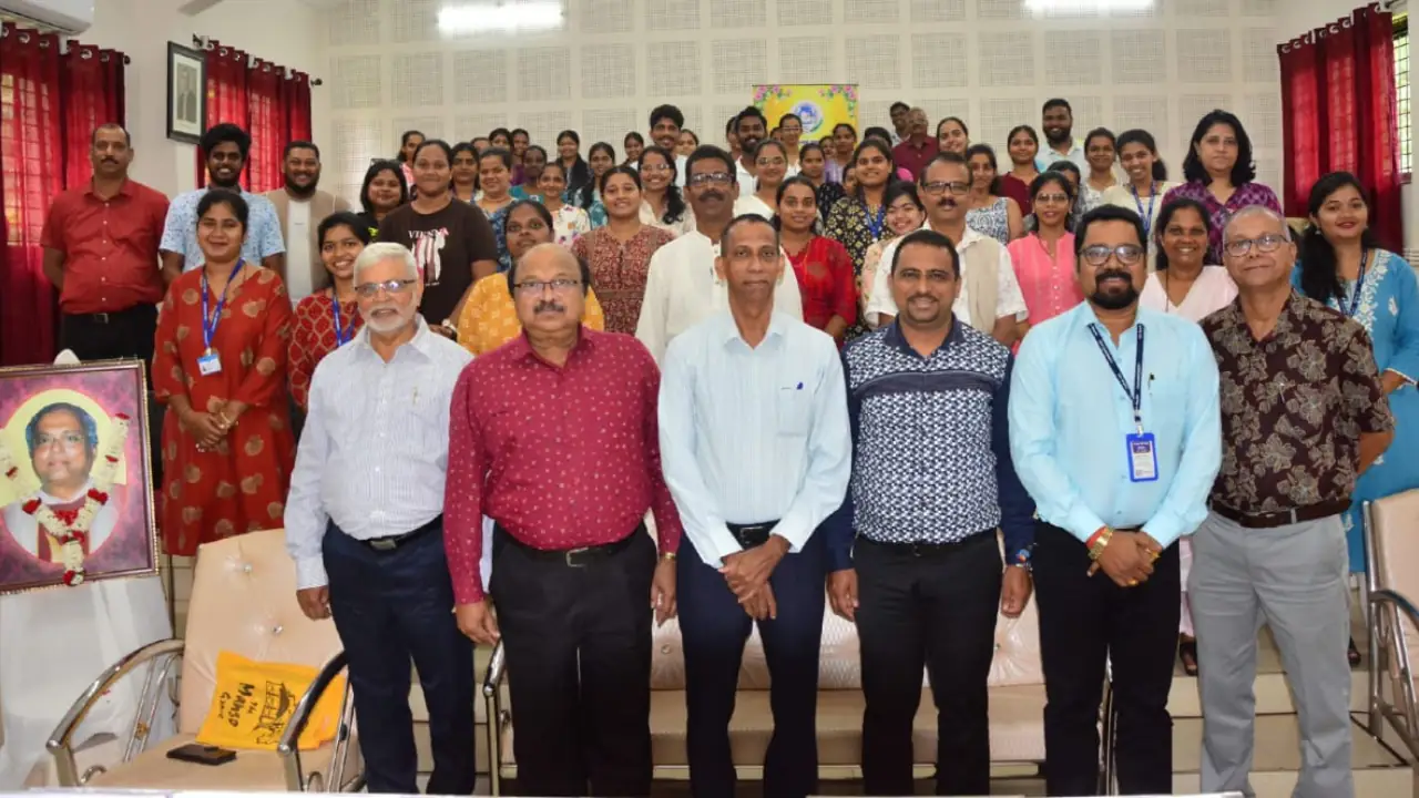 Participants and dignitaries at the Dalgado Konknni Akademi programme marking the birth anniversary of Rev. Fr. Freddy J. Da Costa at Goa University, Taleigao.