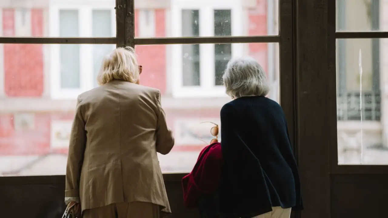 Two older adults standing by a window, illustrating ageing, companionship and dementia awareness in Goa.
