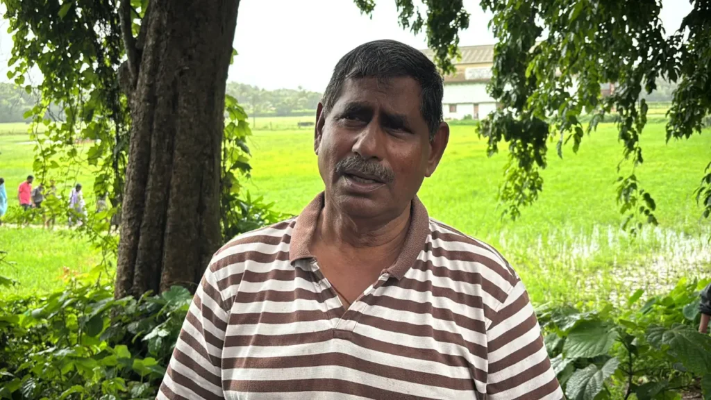 Joe Cota of the Betalbatim Farmers Club stands beside a paddy field during the Van Mahotsav activity at Binvaddo.