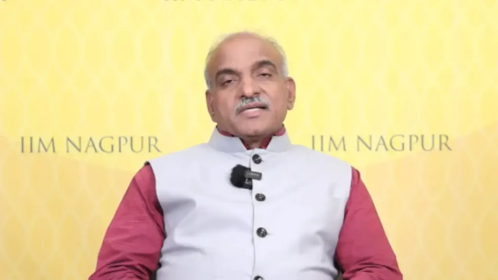 IIM Nagpur Director Bhimaraya Metri speaks during a media interaction on the institute’s Strategic Roadmap 2026-31.