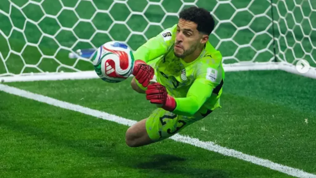 Egypt goalkeeper Mostafa Shobeir saves Lionel Messi’s penalty in the Argentina vs Egypt World Cup 2026 Round of 16 match.