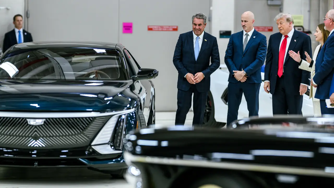 US President Donald Trump visits the General Motors Milford Proving Ground in Michigan, where he discusses ending daylight saving time during remarks to workers.