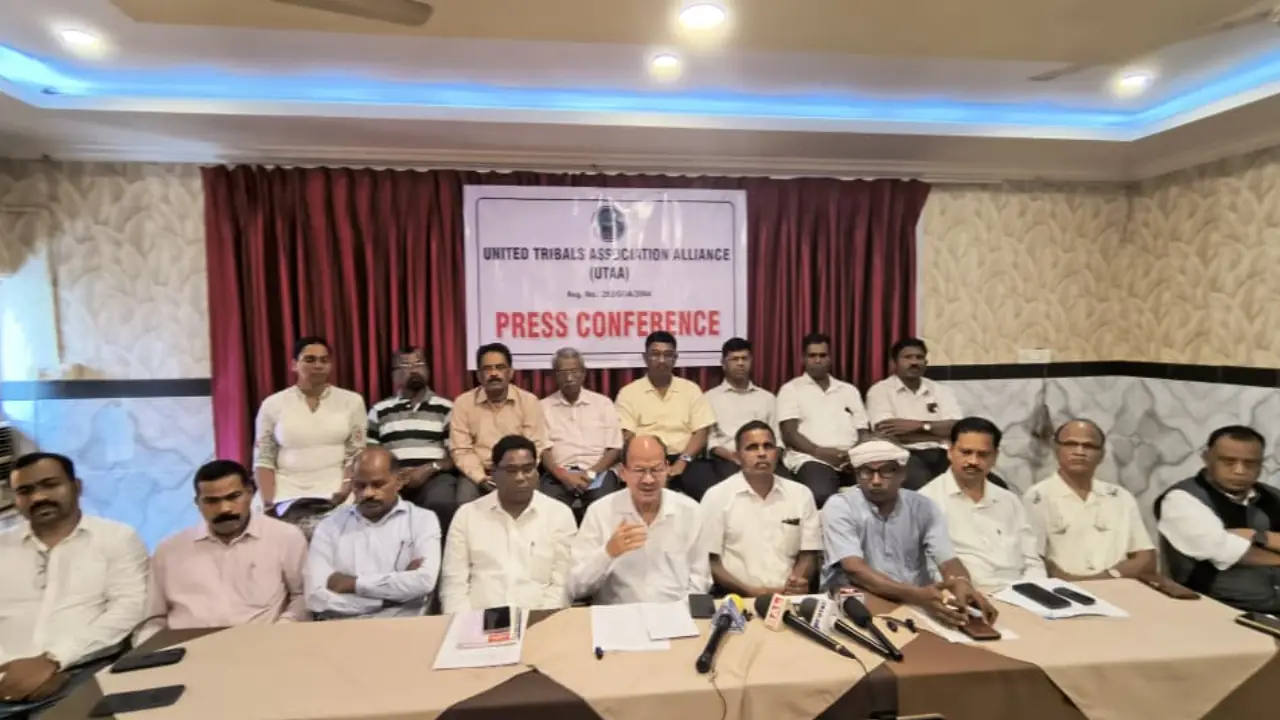 UTAA leaders announce the Goa ST political reservation agitation during a press conference.